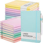 Aodaer 30 Set Lined Notebook Journals with Pens A5 Notebooks 100 GSM College Ruled Hardcover Notebook PU Leather Notepad with Pen Holder for Office School, 5.7 x 8.3 Inches, Light Multicolor - color: Light Multicolor
