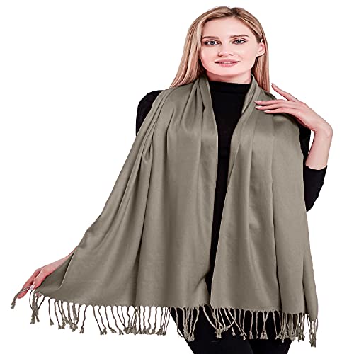 CJ Apparel Solid Color Tassels Design Nepalese Shawl Scarf Wrap Stole Throw Head Wrap Pashmina Gift Hand Made in Nepal New - color: Beige An1006