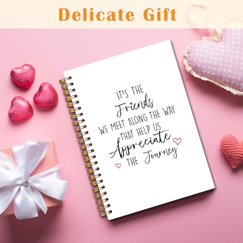JINYO Friend Gifts Notebook, Gifts for Best Friend Journal, Friendship Gift Journal, It's the Friends We Meet Along the Way That Help Us Appreciate the Journey Spiral Notebooks 5.5x8.3 Inch - color: white Friend Gifts Notebook