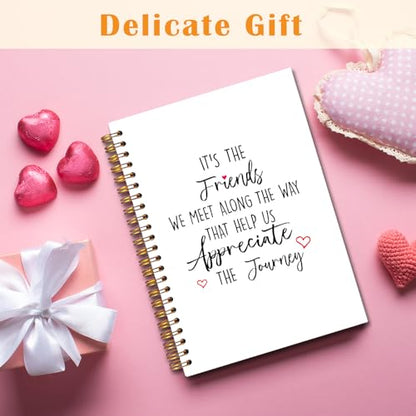 JINYO Friend Gifts Notebook, Gifts for Best Friend Journal, Friendship Gift Journal, It's the Friends We Meet Along the Way That Help Us Appreciate the Journey Spiral Notebooks 5.5x8.3 Inch - color: white Friend Gifts Notebook