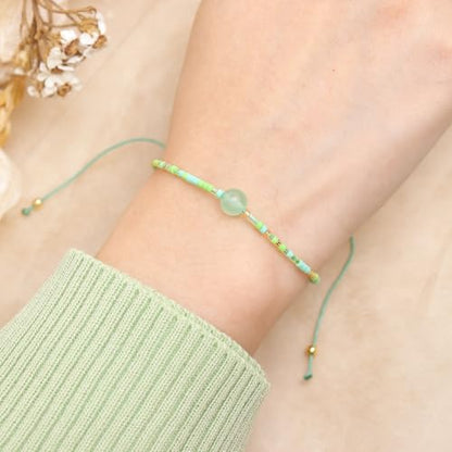Healing Stone Colorful Beaded Bracelets for Women, Boho Adjustable Handmade Natural Stones Small Beads Friendship Outfit Accessories Jewelry Gift. - color: 0801C