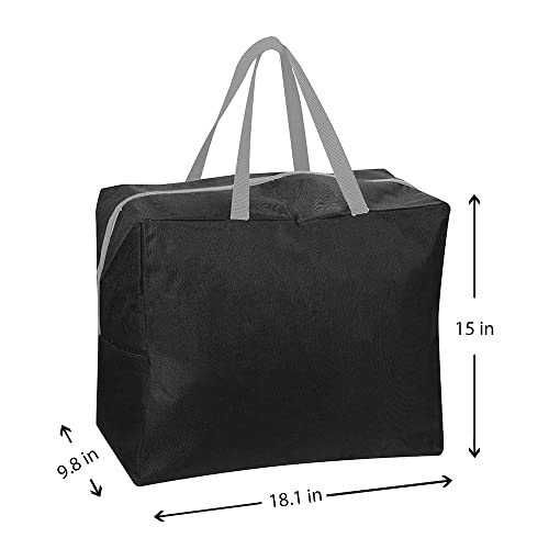 ProPik Christmas Ornaments Accessories Storage Bag Tear-proof Polyester Material 15” X 9.8” X 18.1” With Handles And Full Length Zipper (Black) - color: Black