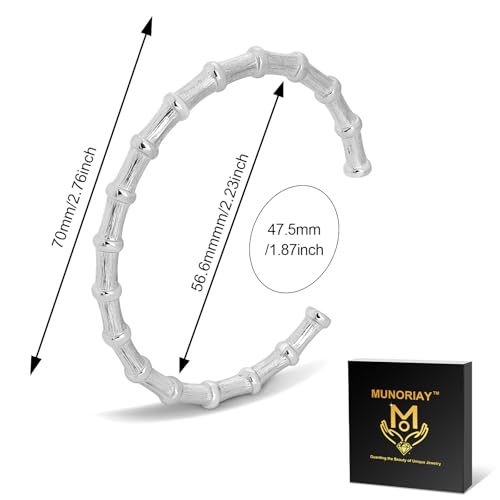 Bamboo Knot Bracelet for Women: 18K Gold Plated Dainty Classic Bamboo Style Open Clasp Cuff Bangle Trendy Minimalist Jewelry Inspirational Gift - color: silver