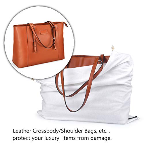 PlasMaller Dust Cover Storage Bags Purified 100% Cotton Flannel with Drawstring Pouch For Handbags Purses Pocketbooks Shoes Boots Set of 3 (White) - color: White