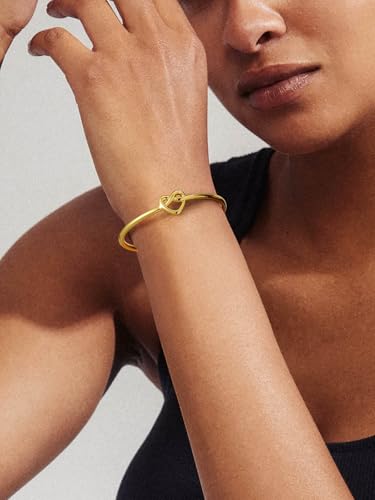U7 Unisex Simple Cuff Bracelet 18K Real Gold Platinum Plated Fine Bracelets Fashion Jewelry Open Bangle Cuff Bracelets, Twisted or Heart Style - color: D.Knot Bracelet-Gold