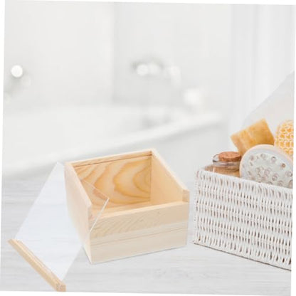 Luxshiny 2Pcs Acrylic Sliding Lid Storage Box Visible Wooden Craft Organizer for Jewelry and Small Items Multi-Purpose Storage Solution