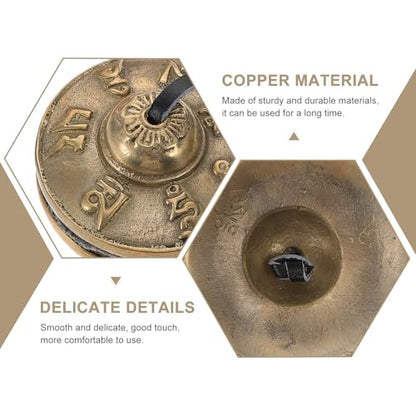 Nepalese Copper Meditation Bell Set with Six-Syllable Chant Engraving, Yoga Cymbal Bell Percussion Instrument with Protective Case for Spiritual Practice and Mindfulness