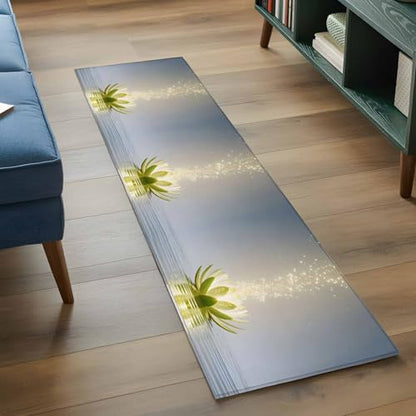 Zen Meditation Lotus Floral Runner Rug 2x6 FT,Non Slip Hallway Carpets,Green Floral Modern Art Washable Soft Floor Carpet Throw Runner Carpet Long Rug for Entryway Kitchen Bedside Sliding Door - size: 2' x 6' (Rectangular)