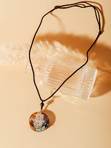 MINACHI Orgone Necklace, 7 Chakra Stone Orgonite Pendant for Spiritual Healing and Positive Energy Meditation - color: Hamsa
