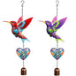 Metal Hummingbird Hanging Decor, Bird Wind Chime Bell Hanging Decor for Outdoor Garden Yard Doors Walls Living Rooms Bedrooms, 2 Pack (Bird-b-Heart) - style: bird-b-heart