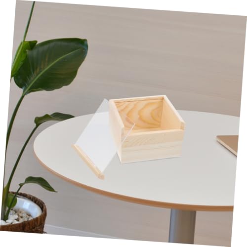Luxshiny 2Pcs Acrylic Sliding Lid Storage Box Visible Wooden Craft Organizer for Jewelry and Small Items Multi-Purpose Storage Solution