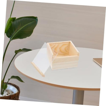 Luxshiny 2Pcs Acrylic Sliding Lid Storage Box Visible Wooden Craft Organizer for Jewelry and Small Items Multi-Purpose Storage Solution