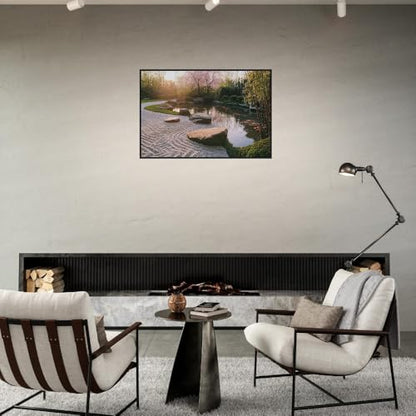 Artful Walls Zen Garden Wall Art – Tranquil Design with Raked Gravel, Moss Stones, etc., Wall Decor Size 27x35 cm / 11x14″ - size: 10.6"L x 13.8"W