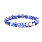 Elm City Direct 8mm Natural Stone Beaded Bracelet – Unisex Crystal Stretch Bracelets for Men & Women, Chakra & Healing Jewelry, Gift-Ready Beaded Bracelets - color: Blue Vein Stone