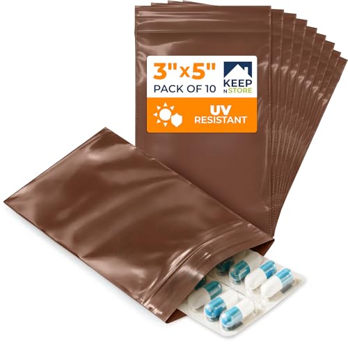 3"x 5" UV Protective Amber Zip Bags, Pack of 10 - Resealable Light-Blocking Plastic Bags for Packaging Light-Sensitive Products, Heavy Duty 3 mil Thick, Moisture Resistant Storage - size: 3"W x 5"L, style: Pack of 10