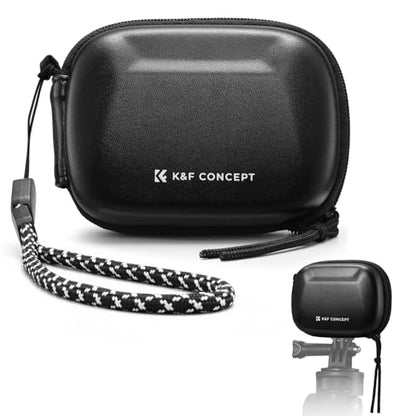 K&F CONCEPT Semi Open Carrying Case for DJI Osmo Action 6/3/4/5 Pro, Small EVA Hard Storage Bag Portable Travel Protector Case for Go Pro Hero 13/12/11/10/9 Black, Insta360 Ace/Ace Pro/2