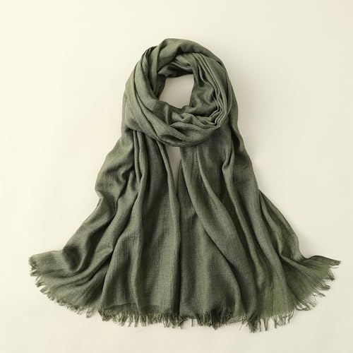 Jeelow Solid Color Scarf Wrap Shawl for Women Men – Soft Lightweight Head Scarf, All Season, Travel Beach Office Daily Wear - color: Forest Green