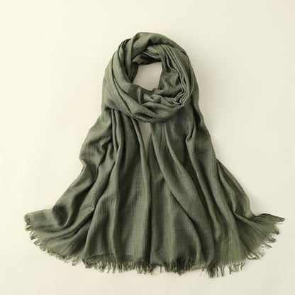 Jeelow Solid Color Scarf Wrap Shawl for Women Men – Soft Lightweight Head Scarf, All Season, Travel Beach Office Daily Wear - color: Forest Green