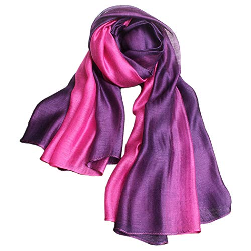 Cotton Silk Scarf Elegant Soft Wraps Color Shade Scarves for Women - color: Rose Red