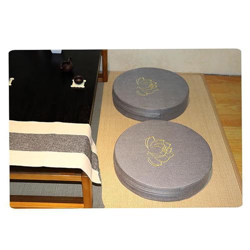 Zerodis Hard Foam Cotton Linen Meditation Cushion Comfortable Detachable Washable Minimalist Multifunctional for Balcony Living Room Tatami (Gray)