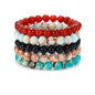 BOMAIL 5PCS Semi-Precious Gemstone Bracelet - Healing Crystal Stone Beaded Bracelets for Women Men 8mm Round Beaded Stretch Bracelets Unisex Yoga Bracelets
