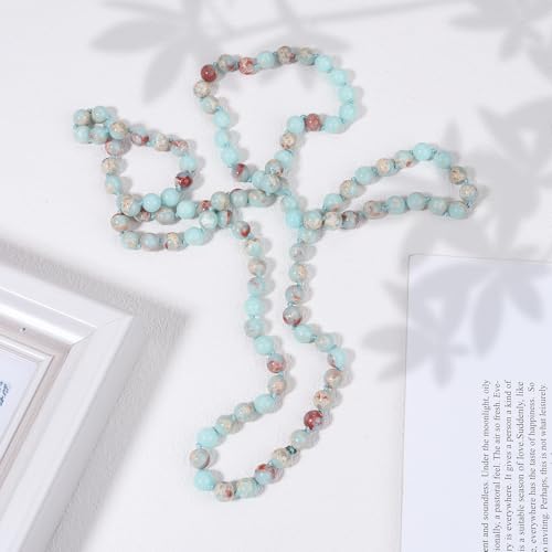 Beaded Necklace Hand Knotted for Woman - color: Shoushan Stone 1