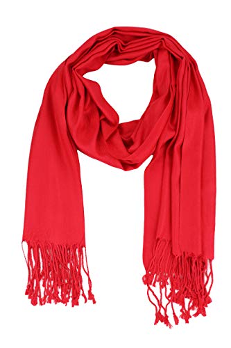 Luxurious Pashmina Feel Scarf & Shawl - Soft Solid Color Wrap for Weddings, Evening Dresses, Gifts - color: . Red