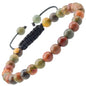 MASSIVE BEADS Natural Healing Power Gemstone Crystal Beads Unisex Adjustable Macrame Bracelets - color: Picasso Jasper, size: 6mm