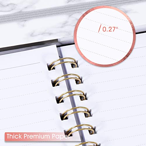Ruled Notebook/Journal - Spiral Notebook with Premium Thick Paper, 8.5" X 6.4", College Ruled Spiral Notebooks, Waterproof Hardcover, Perfect for Daily - color: black white