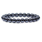 Amandastone Natural Gemstone 8mm Round Beads Stretch Bracelet 7 Inch - color: Black Hematite