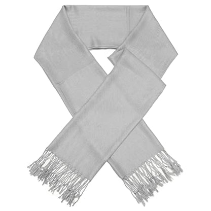 Glory Max Women Large Soft Silky Pashmina Shawl Wrap Scarf in Plain Solid Colors - color: Silver