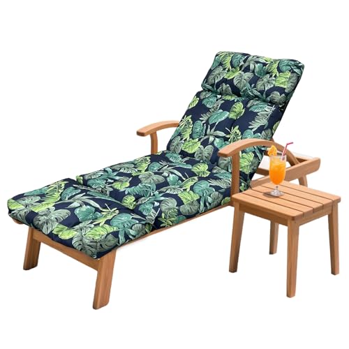 Outdoor Chaise Lounge Chair Cushion 75.1 x 23.6 x 4.7in, Waterproof Replacement Cotton Patio Thickened Pool Lounge Chair Cushion with Ties for Patio Outdoor Furniture,Floral Navy - color: Floral Navy