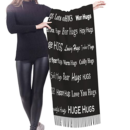 Hugs Shawl Gift For Friends And Family With Inspirational Messages Pashmina Positive Energy,Compassion,Serenity Wraps - color: Wtf02