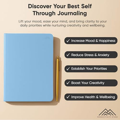 Best Daily Journal for Men & Women - Gratitude, Manifestation & Guided Journal with Prompts for Personal Growth (A5, Blue) - PRODUCTIVITY STORE - color: Blue