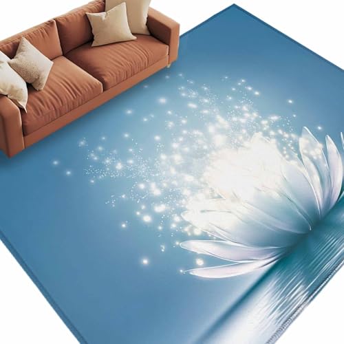 9x12ft Rectangle Rug,Meditation Lotus Flower Washable Area Rugs Non-Slip Accent Rug Asian Zen Spiritual Soft Circle Carpet for Living Room Bedroom Home Office Decor - size: 108x144in