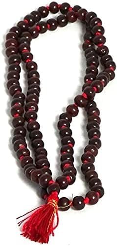Rudraksh Mala, Natural Himalayan Genuine Original Rudraksha Rosary - style: Red Sandalwood Jaap mala 7-8MM