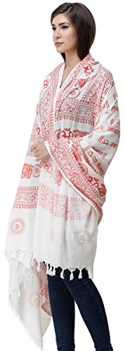 Exotic India Printed Om Namah Shivai Prayer Shawl - PolyCotton