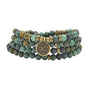 108 Mala Beads Bracelet with om Charm – Healing Stone Meditation Bracelet for Yoga & Prayer, 6mm Beads, Handmade, Gold-Plated OM Charm - style: African Turquoise