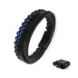 FOCOOG Leather Bead Bracelets for Men, Natural Tiger Eye Lava Rock Stone Bead Magnetic Clasp Adjustable Leather Bracelets Stress Relief Mens Anxiety Bracelet Mens Jewelry Gifts - style: Black Leather-Lava Rock&Blue Tiger Eye