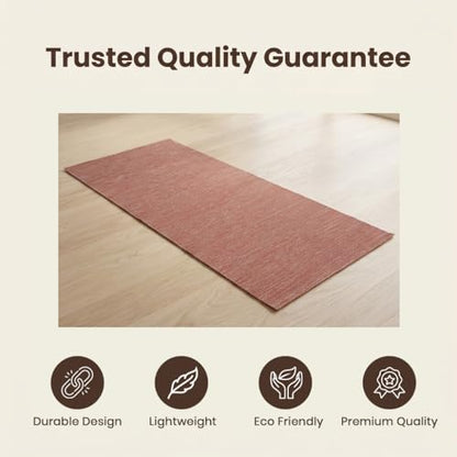 LFH Home Handmade Cotton Yoga Mat Cotton Rug picnic mat For Exercise, Workout, Fitness - Perfect Heavy Quality Eco Friendly Natural Cotton Woven Reversible Yoga Mats for Men & Women - 72x26 Inch. - color: Brown