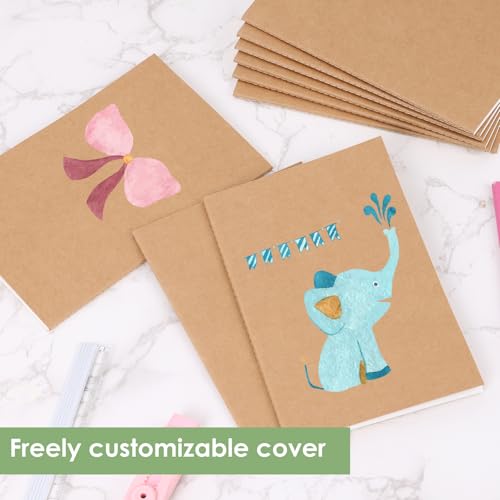 LABUK 8 Pack Blank Kraft Notebooks Journals Notebook Sketch Drawing Pad Book Bulk for Kids Junk Journal, A5, 60 Pages, 8.3 x 5.5 inches