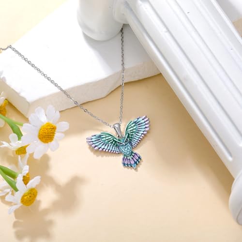 Hummingbird/Phoenix/Owl/Dove/Flamingo/Raven/Blue Jay/Cardinal/Peacock/Eagle/Parrot/Robin Necklace for Women 925 Sterling Silver Bird Pendant Necklace Animal Jewelry Gift for Mother Wife - style: Owl Necklace