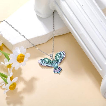 Hummingbird/Phoenix/Owl/Dove/Flamingo/Raven/Blue Jay/Cardinal/Peacock/Eagle/Parrot/Robin Necklace for Women 925 Sterling Silver Bird Pendant Necklace Animal Jewelry Gift for Mother Wife - style: Owl Necklace