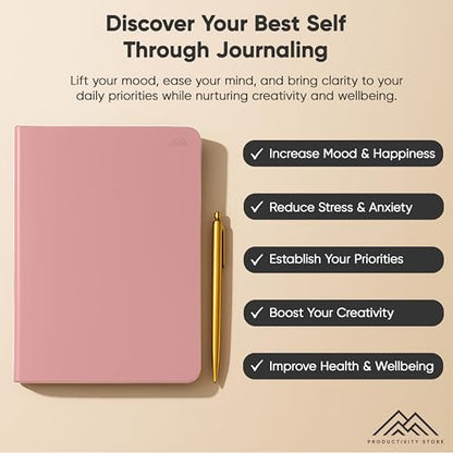 Best Daily Journal for Men & Women - Gratitude, Manifestation & Guided Journal with Prompts for Personal Growth (A5, Pink) - PRODUCTIVITY STORE - color: Pink