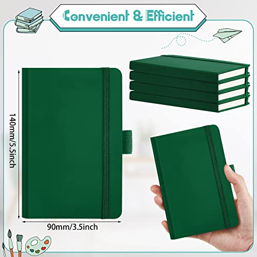 40 Pieces Small Notebooks A6 Pocket Journals 3.5 x 5.5 Inch Small Leather Notebook Mini Ruled Lined Journal with Elastic Band Pen Holder Page Marker Ribbons (Green) - color: Green