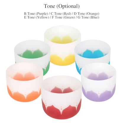 Singing Bowl, 8 Inch Frosted Quartz Crystal Sound Bowl Crystal Singing Bowls with sheepskin percussion stick for Meditation and Stress Relief (Yellow) - color: Yellow