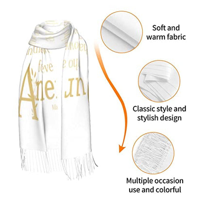 Presents for Women,White Religious Christian Jesus Loves Me Bible Verse Fringe Pashmina Shawl Wrap for Bridal Wedding Party - color: Ube01