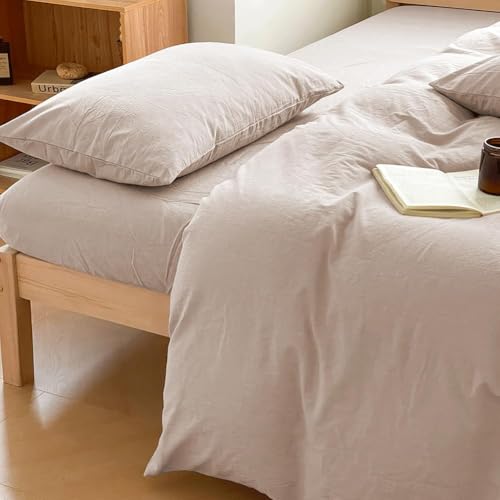 100% Washed Cotton Weighted Blanket Cover, Linen Feel Duvet Cover for Weighted Blanket 40"x60", Plain Simple Cotton Heavy Blanket Duvet Cover (Beige, 40"x60") - color: Beige (No Blanket), size: 40"x60"