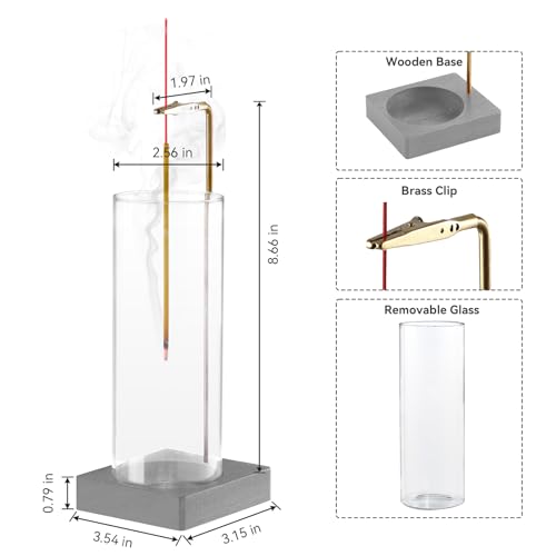 1 Pack Incense Holder for Sticks, Insence-Stick Holder Ash Catcher with Removable Glass [Anti-Ash Flying], Mess-Free Incense Burner Holder, Perfect for Meditation Yoga Relaxation,Home Decor(Dark Gray) - size: Upside Down Dark Gray