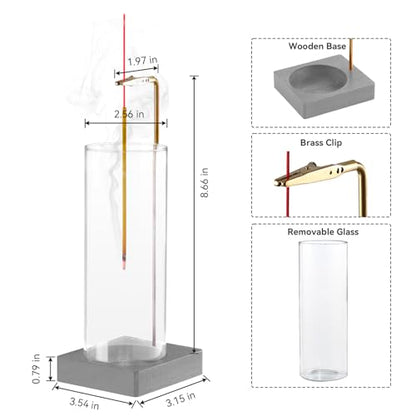 1 Pack Incense Holder for Sticks, Insence-Stick Holder Ash Catcher with Removable Glass [Anti-Ash Flying], Mess-Free Incense Burner Holder, Perfect for Meditation Yoga Relaxation,Home Decor(Dark Gray) - size: Upside Down Dark Gray